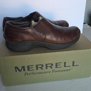 Merrell Women's Brown Leather Mules Slip On